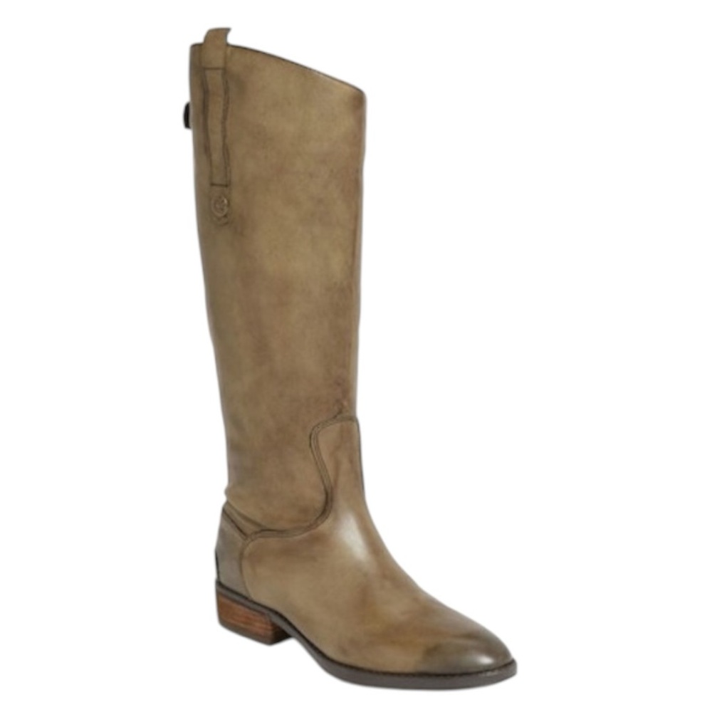 Sam Edelman Penny Burnished Olive Leather Tall Zip Back Riding Boots - 9.5